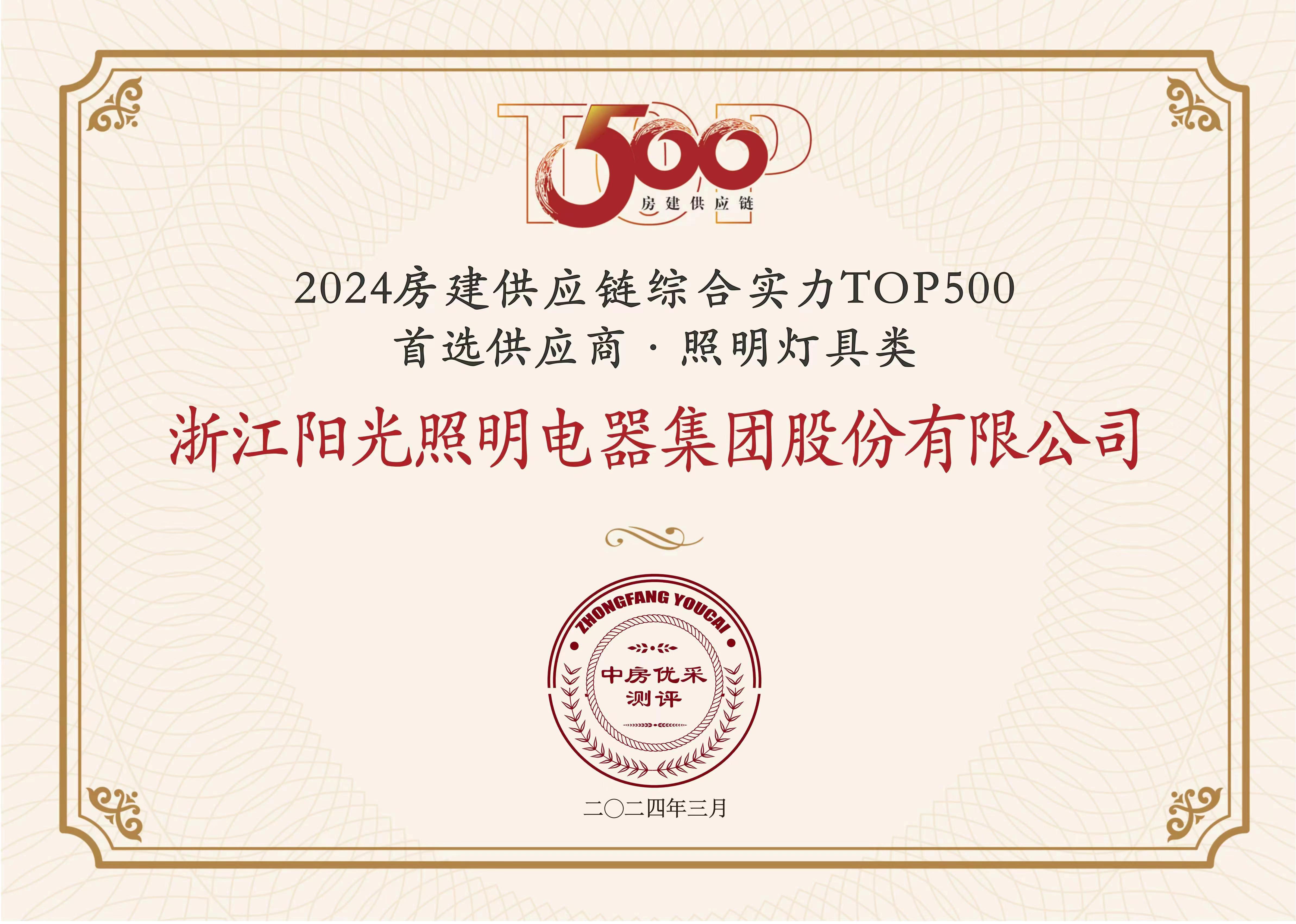 2024中国房地产开发企业综合实力 首选供应商 照明灯具类